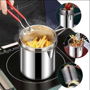 Premium 1.2L Stainless Steel Fryer Pot with Oil Filter – Ideal for Tempura, Nuggets & Fries